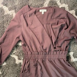 V neck purple dress with pockets